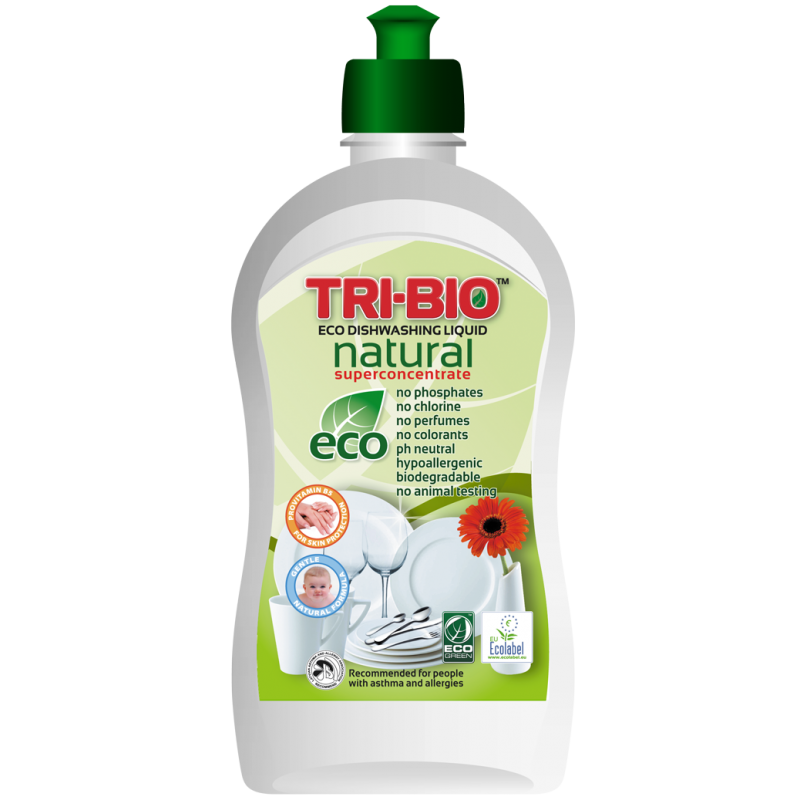 Detergent eco natural de vase Tri-Bio, super concentrat, 0.42l Tri-Bio