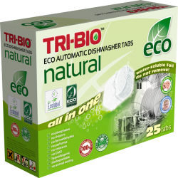Натурални еко таблетки за съдомиялна, картонена кутия, 25 бр. Tri-Bio 21362 