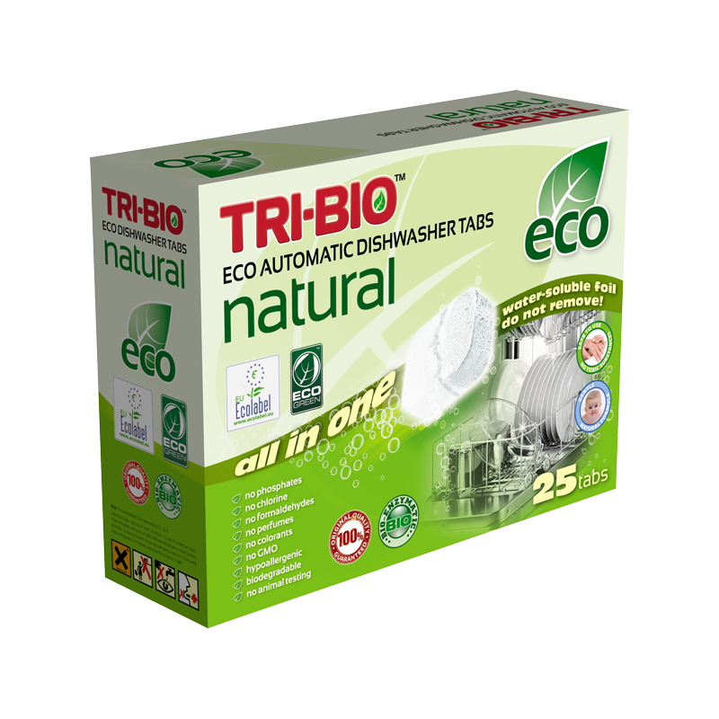Природни еко таблети за автоматска машина за миење садови 25 таблети Tri-Bio