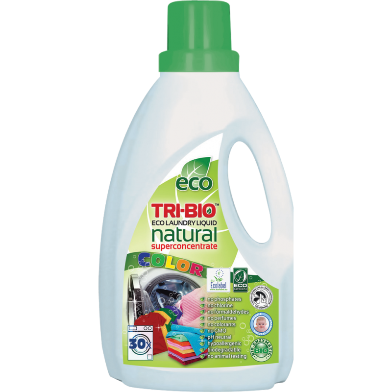 Detergent lichid eco natural pentru rufe colorate Tri-Bio, super-concentrat 1.42L Tri-Bio