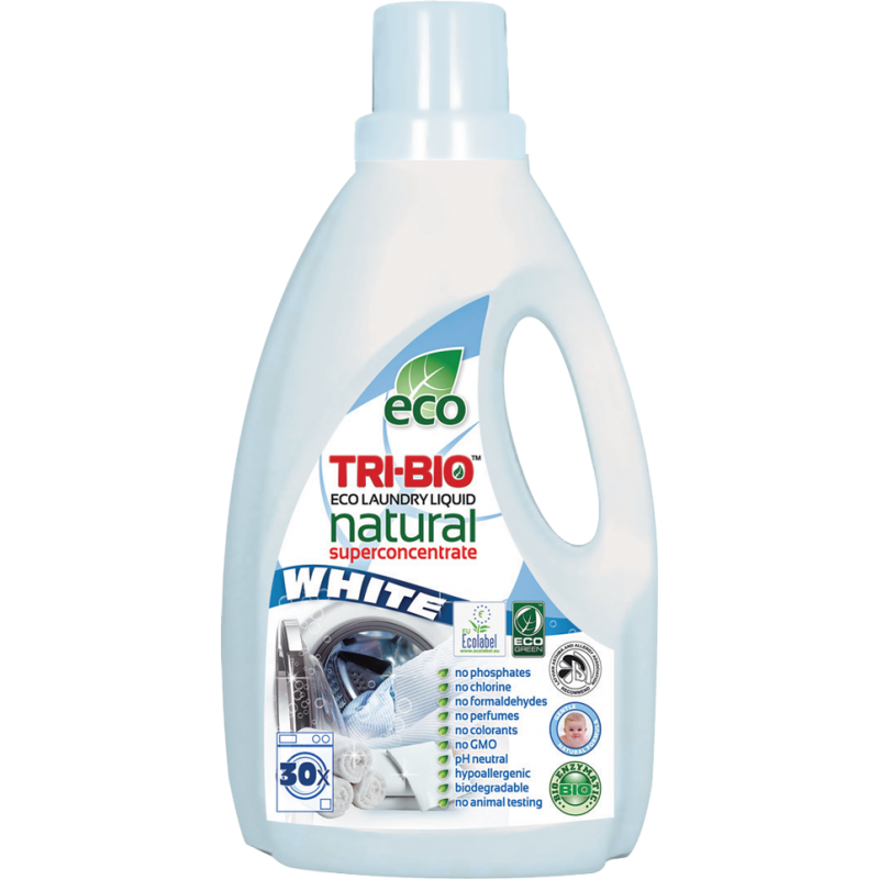 Detergent lichid eco natural pentru rufe albe Tri-Bio, super-concentrat 1.42L Tri-Bio