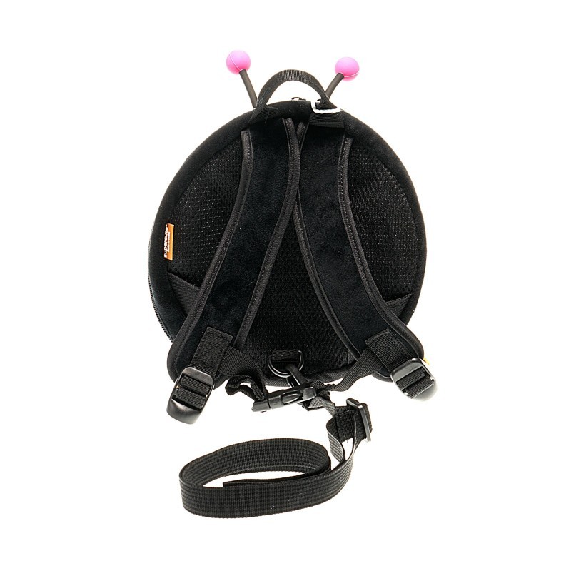Shiny mini backpack with a ladybug design and a seat b. Zizito