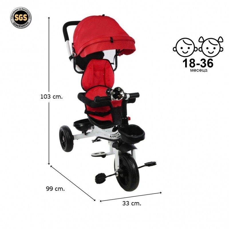 Koty Tricycle with parental control ZIZITO