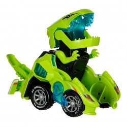 Transforming dinosaur car with LED lights and sound, red BC 29933 