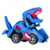 Mașină dinozaur care se transformă, cu lumini LED și sunet, roșie - Albastru