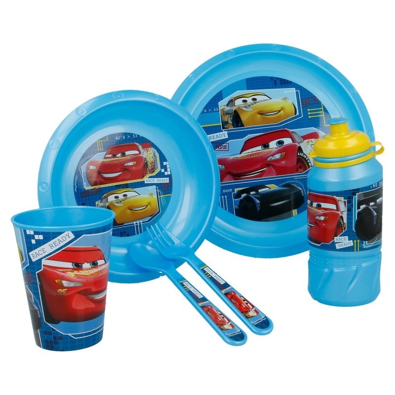 Children\'s feeding set of 6 pieces, with a print of Cars