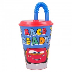 Sports cup with straw and lid - Cars, 430 ml. Cars 30348 