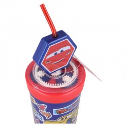 Plastic cup with lid and 3D straw - Cars, 475 ml. Cars 30362 4