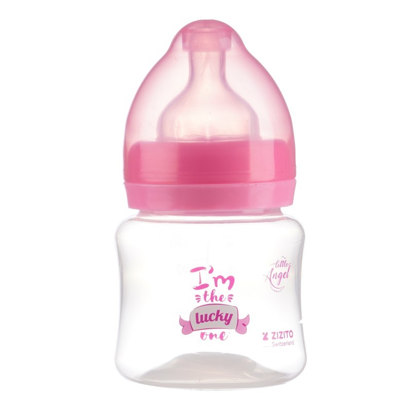Polypropylene feeding bottle Little Angel, wide neck, 0+ months, 125 ml., pink ZIZITO