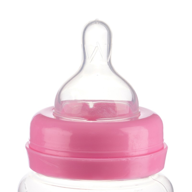 Polypropylene feeding bottle Little Angel, wide neck, 0+ months, 125 ml., pink ZIZITO
