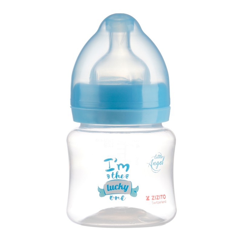 Polypropylene feeding bottle Little Angel, wide neck, 0+ months, 125 ml., blue ZIZITO