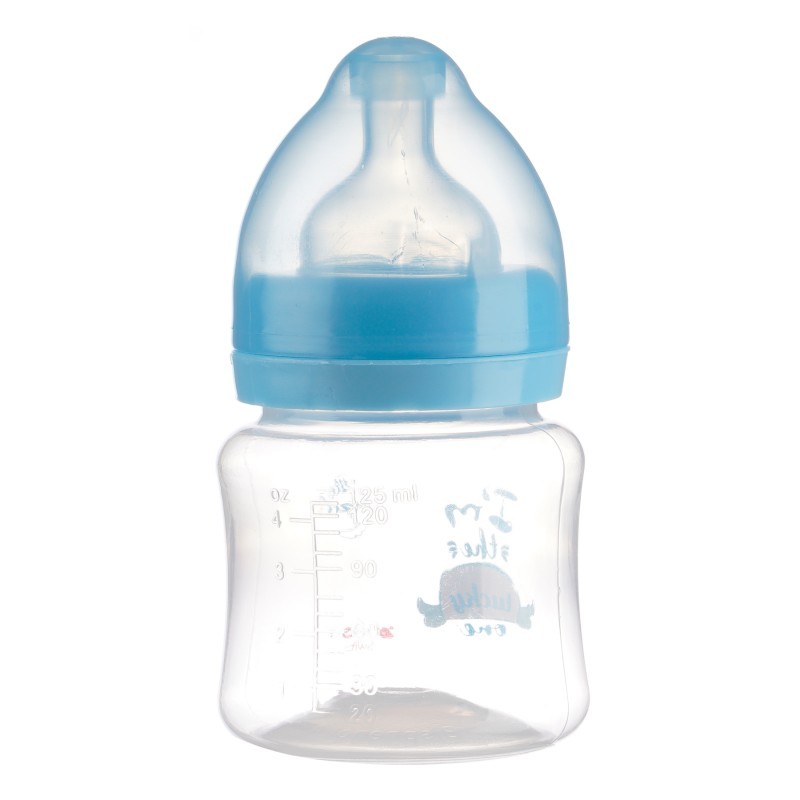 Παιδικό μπουκάλι πολυπροπυλενίου Little Angel με φαρδύ λαιμό - 125 ml., Μπλε ZIZITO