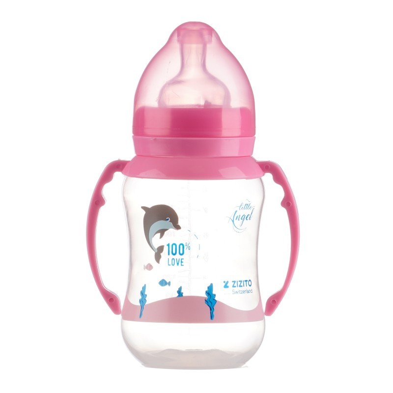 Trinkflasche mit Griffen zur Babyfütterung Little Angel - 6+ Monate, 250 ml. ZIZITO
