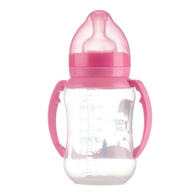Bottle with handles Little Angel, wide neck, 6+ months, 250 ml., pink ZIZITO