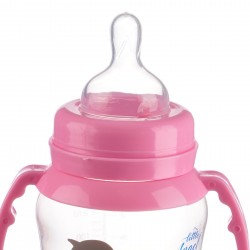Bottle with handles Little Angel, wide neck, 6+ months, 250 ml., pink ZIZITO 31024 3