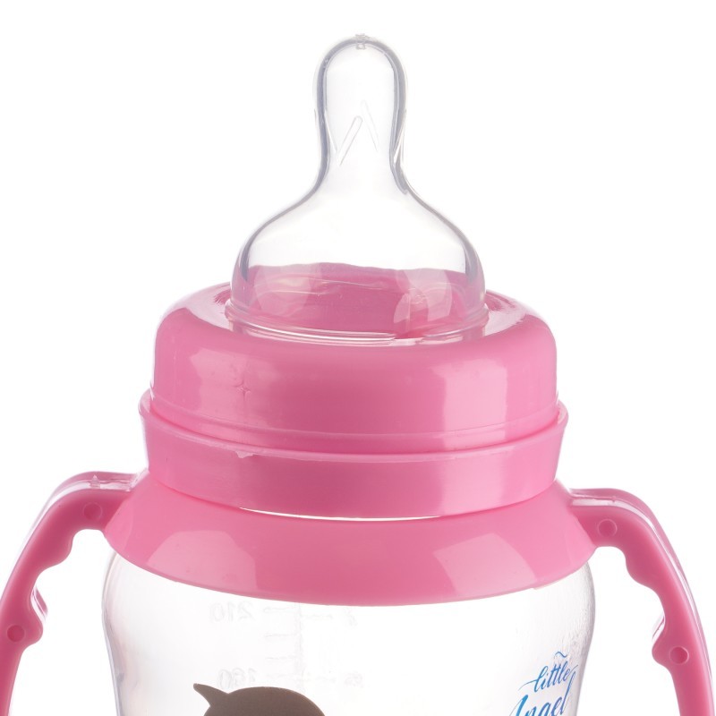 Μπουκάλι με χερούλια για τη διατροφή του μωρού Little Angel - 6+ μηνών, 250 ml. ZIZITO