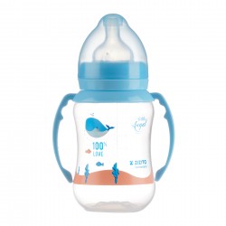 Plava flašica za bebe Little Angel sa ručkama - 6+, 250ml. ZIZITO 31030 