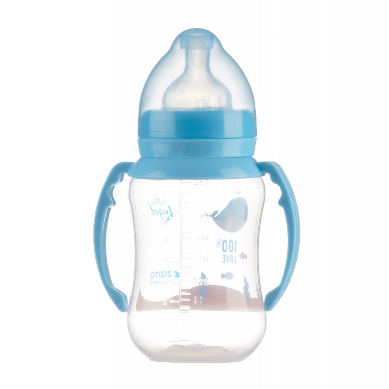 Blaue Babyflasche Little Angel mit Griffen - 6+, 250ml. ZIZITO
