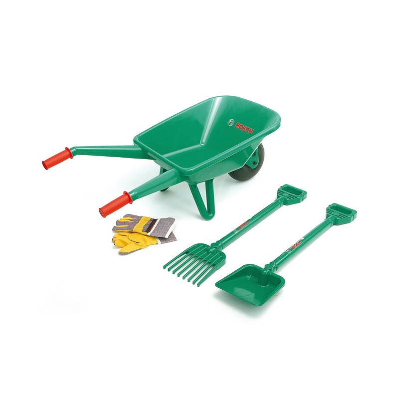 Theo Klein 2752 Bosch Garden Set with Wheelbarrow I With shovel, rake and gardening gloves I Toy for children aged 3 years and up BOSCH