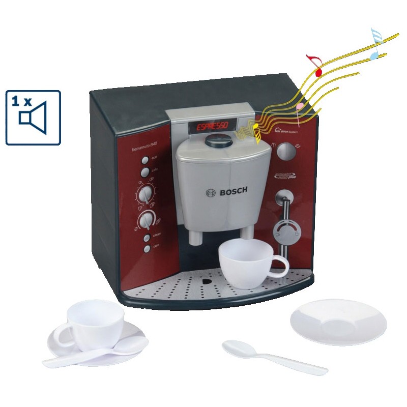 Theo Klein 9569 Bosch Coffee Machine with Sound I Battery-powered espresso machine with realistic sounds I Dimensions: 14.5 cm x 19.5 cm x 17 cm I Toy for children aged 3 years and up BOSCH