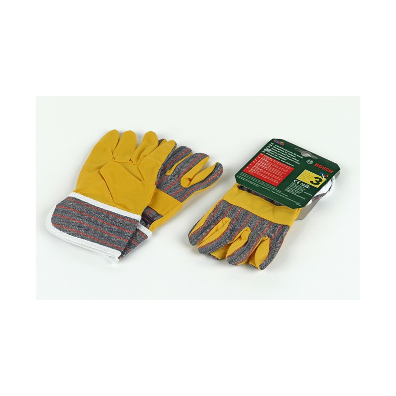 Theo Klein 8120 Bosch Work Gloves I High-quality one-size-fits-all gloves I Dimensions: 10 cm x 1 cm x 19 cm I Toy for children aged 3 years and up BOSCH