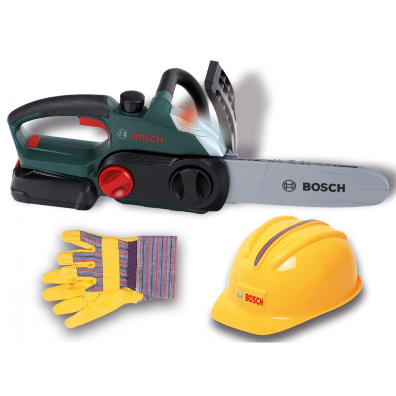 Работен комплект на Bosch: резачка + каска + ръкавици
