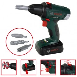 Theo Klein 8567 Bosch Cordless Screwdriver I Battery-powered drill/screwdriver with rotating and interchangeable bits I light and sound I Dimensions: 20 cm x 6.5 cm x 19 cm I Toy for children aged 3 years and up BOSCH 34626 