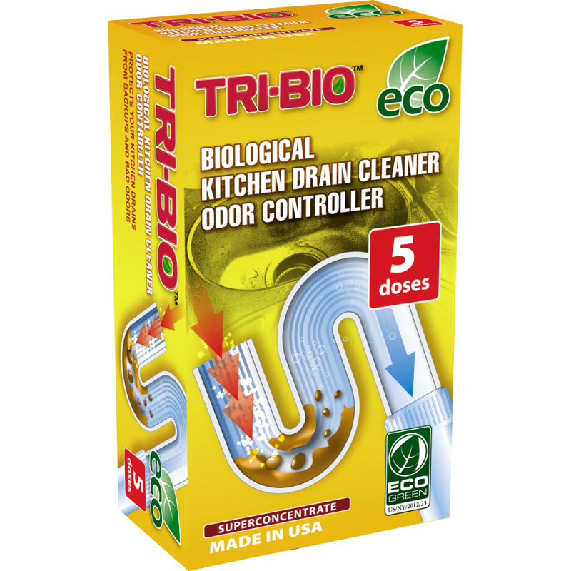 Tri-Bio probiotic kitchen drain cleaner, odour controller, 5 doses Tri-Bio