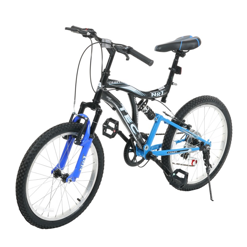 Bicicleta pentru copii TEC - CRAZY 20”, 7 viteze, neagra si albastra TEC