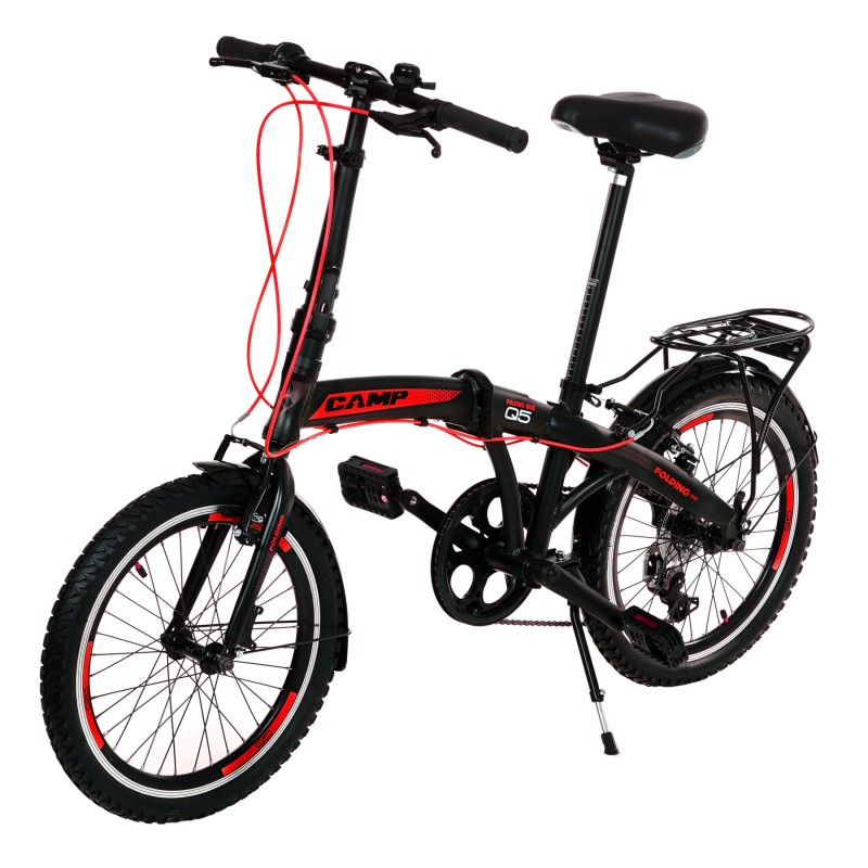 Faltbares Citybike CAMP Q10 FOLDABLE BIKE 20 ", 7 Geschwindigkeiten - Schwarz mit rot