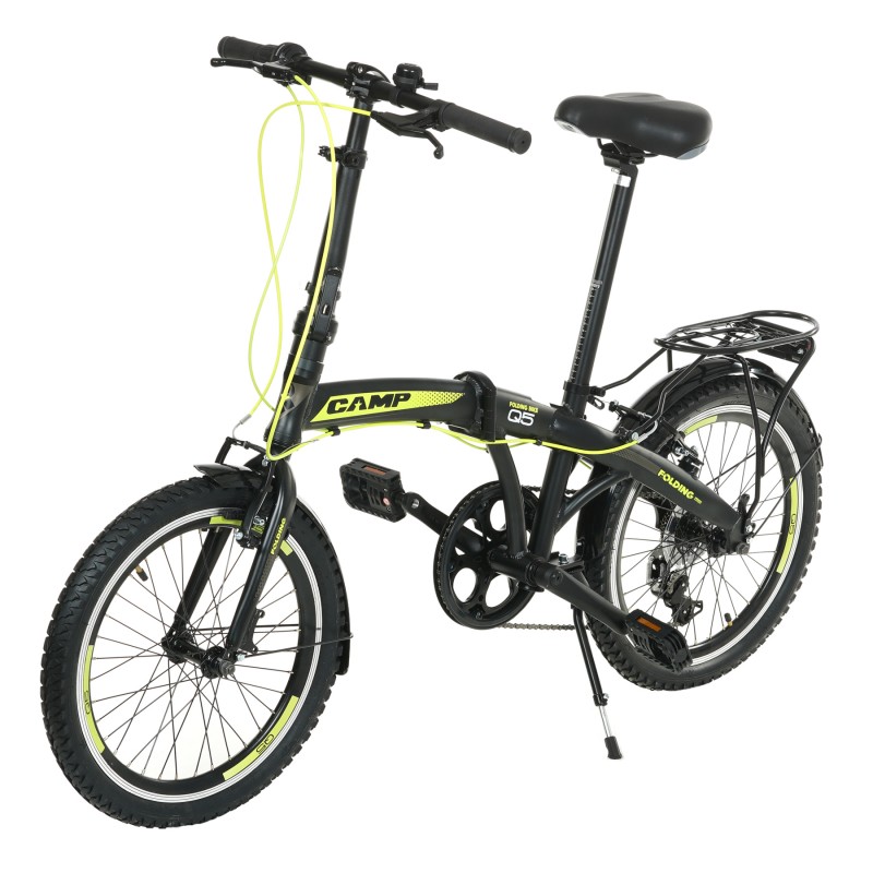 Преклопен градски велосипед CAMP Q10 СПИТЛИВ ВЕЛ 20“, 7 брзини - Црно со жолто