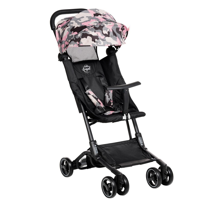 Summer stroller Luka, with storage bag - Black with camouflage