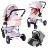 Baby stroller 3 in 1 Fontana and car seat - Pink