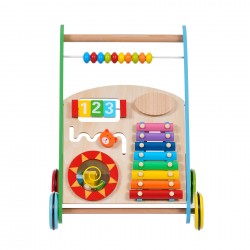 Παιδικό ξύλινο παιχνίδι για σπρώξιμο - περιπατητής με δραστηριότητες WOODEN 36697 3