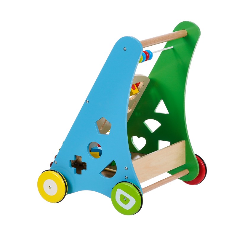 Dečija drvena igračka za guranje - hodalica sa aktivnostima WOODEN
