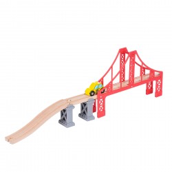 Wooden railway composition with train, bridge and buildings, 70 parts WOODEN 36713 5