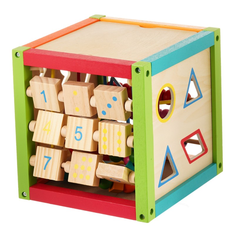 Wooden didactic cube with activities WOODEN