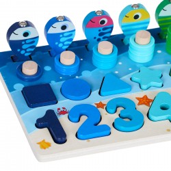 Wooden toy - board with numbers, rings and fish WOODEN 36754 3