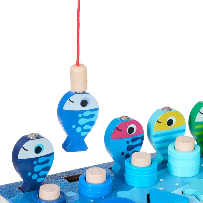 Ξύλινο παιχνίδι - σανίδα με νούμερα, δαχτυλίδια και ψάρι WOODEN