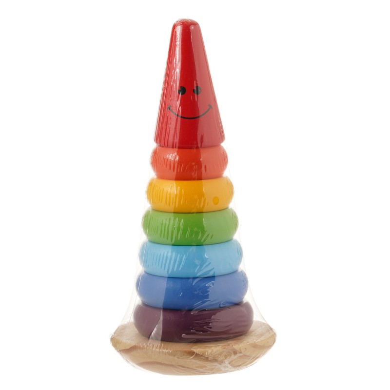 Дрвена играчка - пирамида со прстени за средување WOODEN