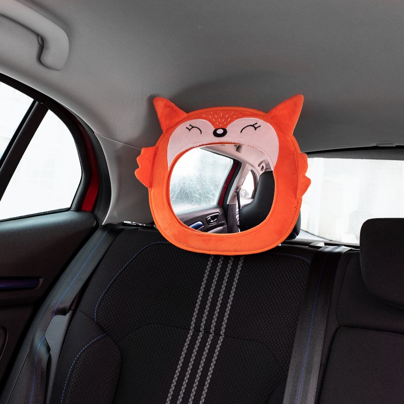Rear seat mirror with child view, plush fox Feeme
