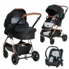 Baby stroller Barron 3 in 1 - Black with chrome frame