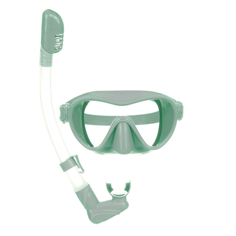 Set of diving mask and snorkel for children in a box - Green