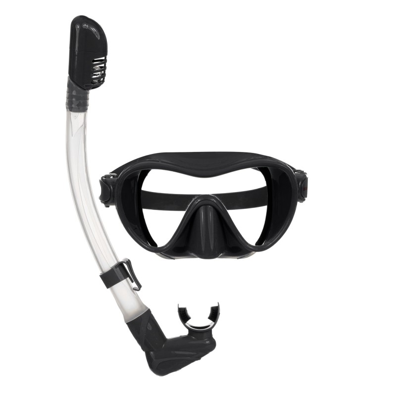 Set of diving mask and snorkel in a box - Black