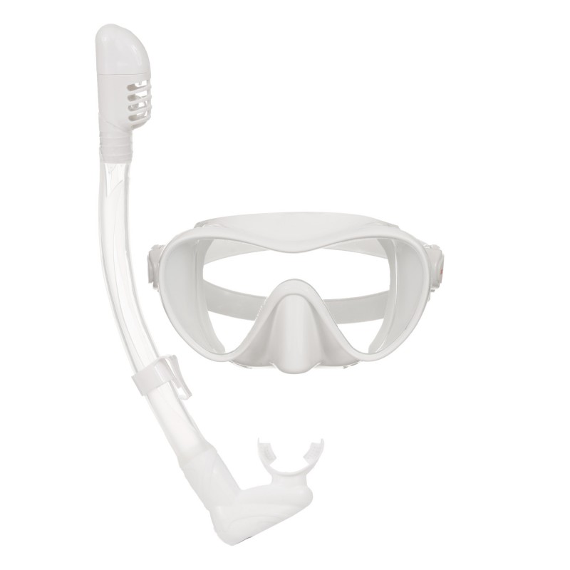Set of diving mask and snorkel in a box - White