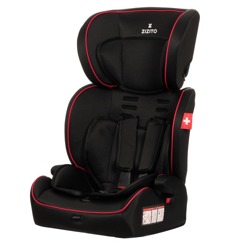 Car seat ZIZITO Samson 9-36 kg (Group 1/2/3) - Black with red