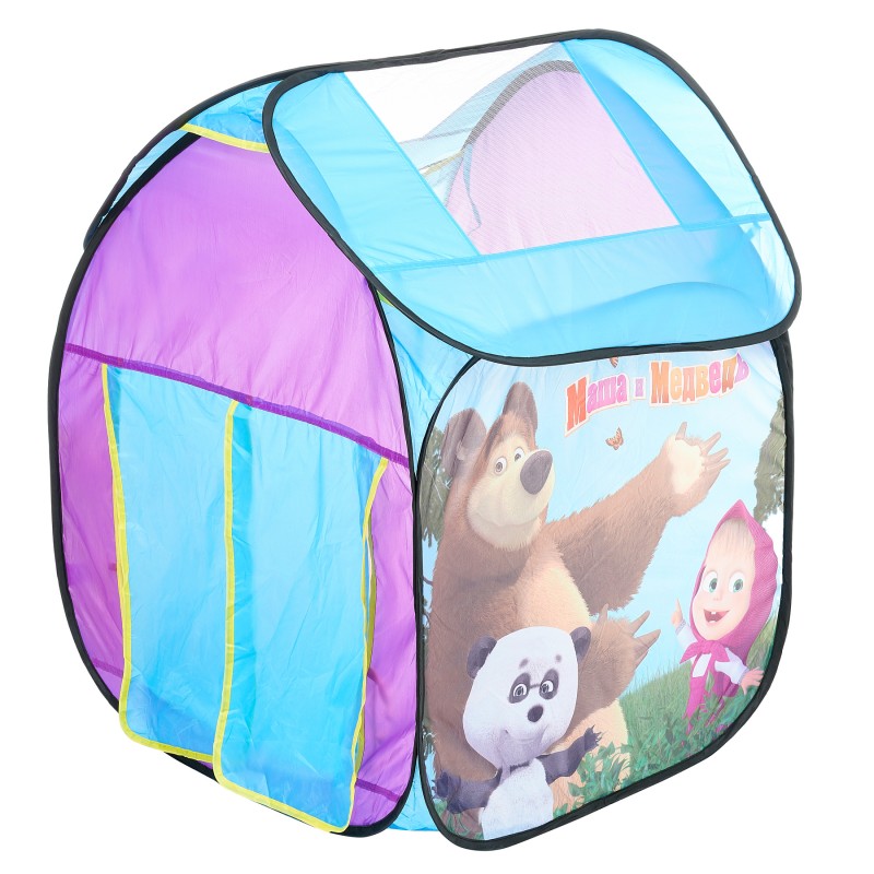 Детски шатор со покрив за играње Маша и мечка со 100 парчиња. топки ITTL