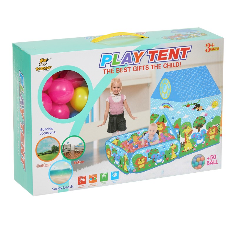 2 В 1 Детска палатка с двор за игра и 50 бр. топки ITTL