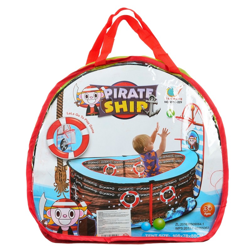 Cort de joacă pentru copii - Nava pirați cu coș de baschet ITTL