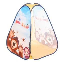Детска палатка за игра с принт на Маша и Мечока + чанта